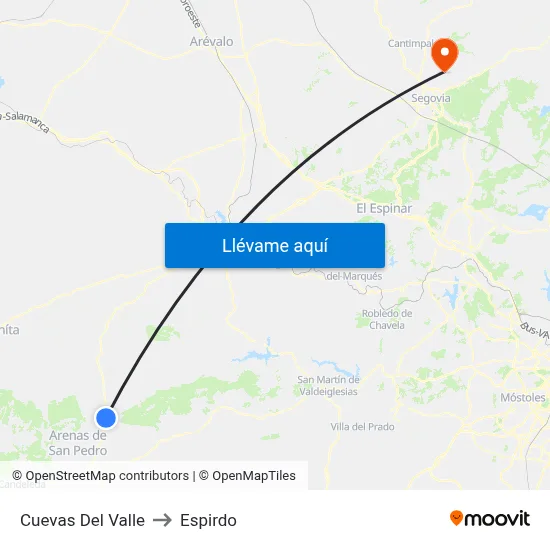 Cuevas Del Valle to Espirdo map