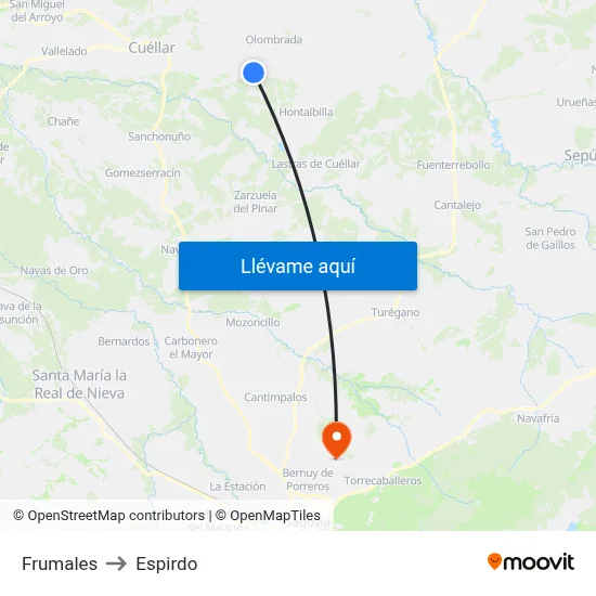 Frumales to Espirdo map