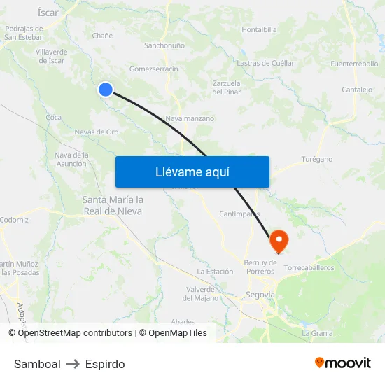 Samboal to Espirdo map