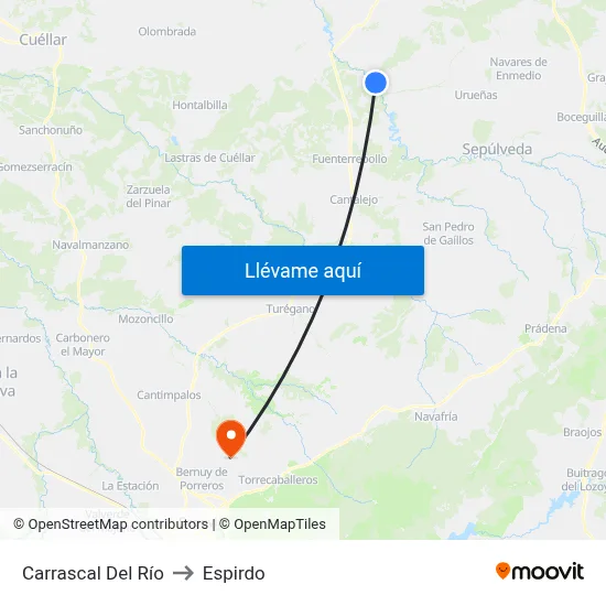 Carrascal Del Río to Espirdo map