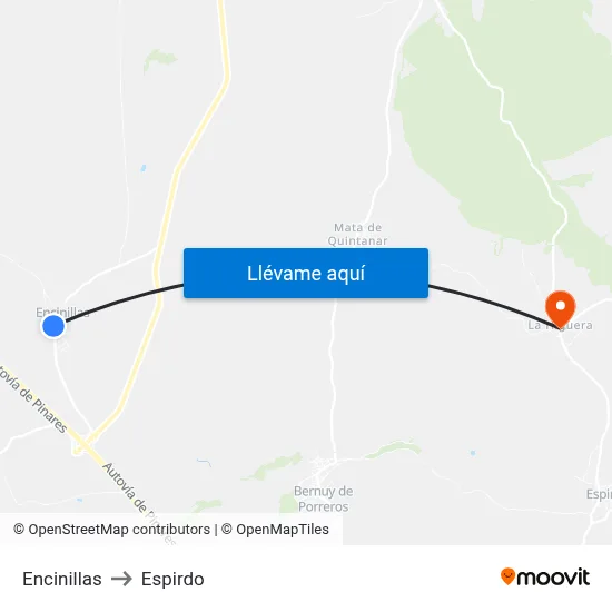 Encinillas to Espirdo map