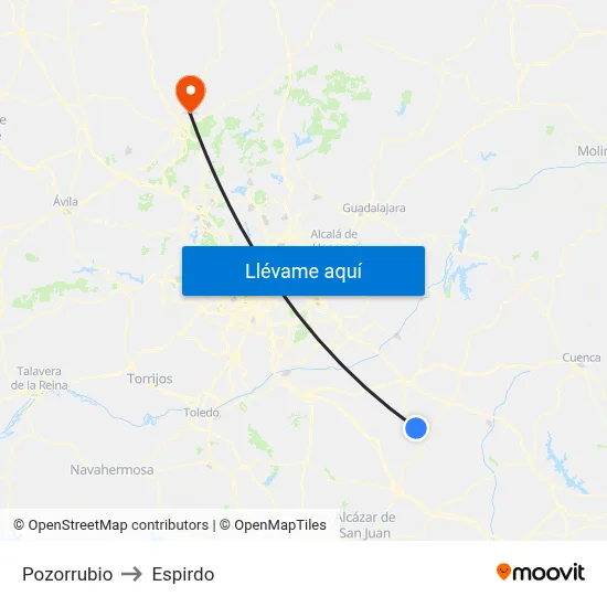 Pozorrubio to Espirdo map