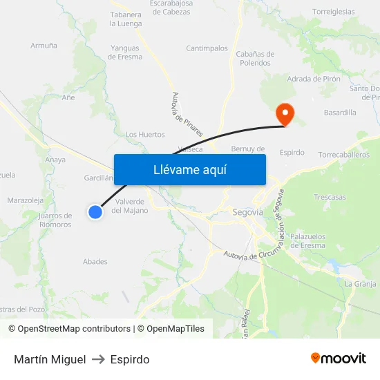 Martín Miguel to Espirdo map