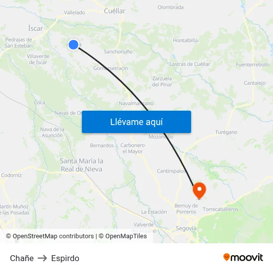 Chañe to Espirdo map