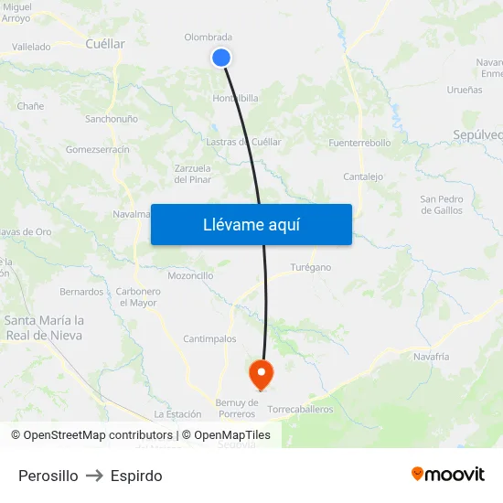 Perosillo to Espirdo map