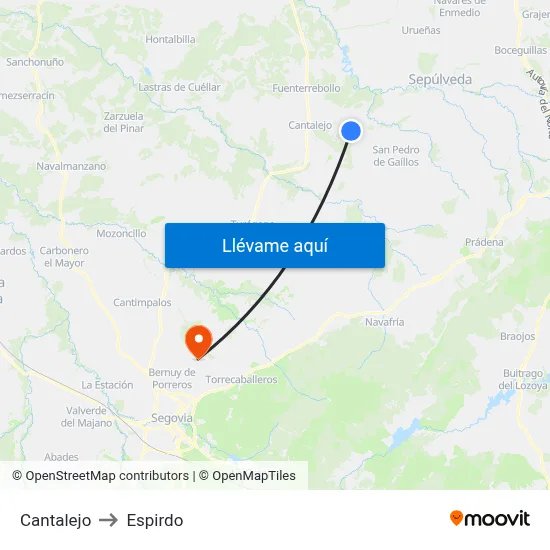 Cantalejo to Espirdo map