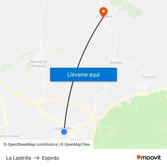 La Lastrilla to Espirdo map