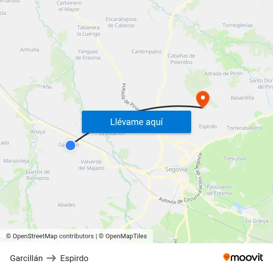 Garcillán to Espirdo map