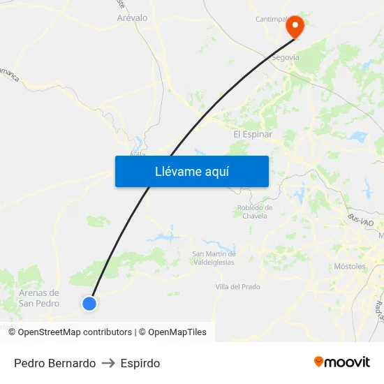 Pedro Bernardo to Espirdo map