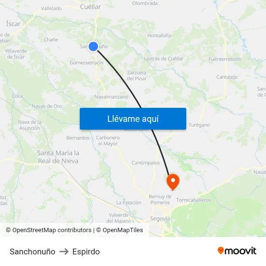 Sanchonuño to Espirdo map