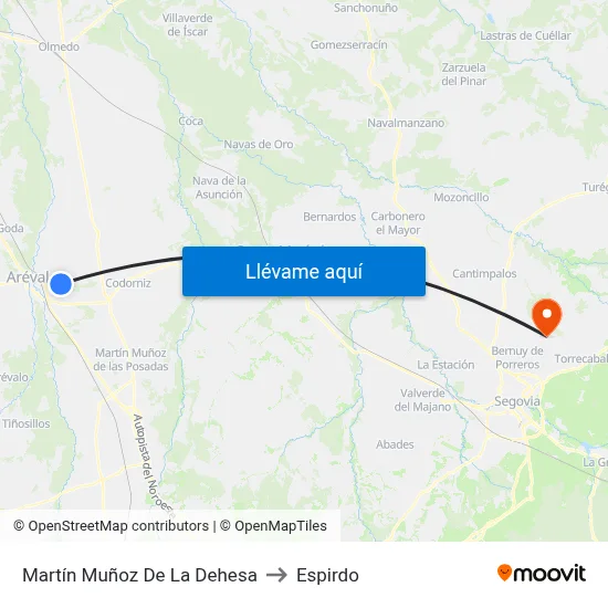 Martín Muñoz De La Dehesa to Espirdo map