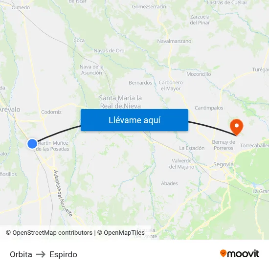 Orbita to Espirdo map