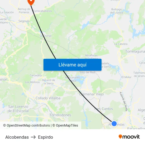 Alcobendas to Espirdo map