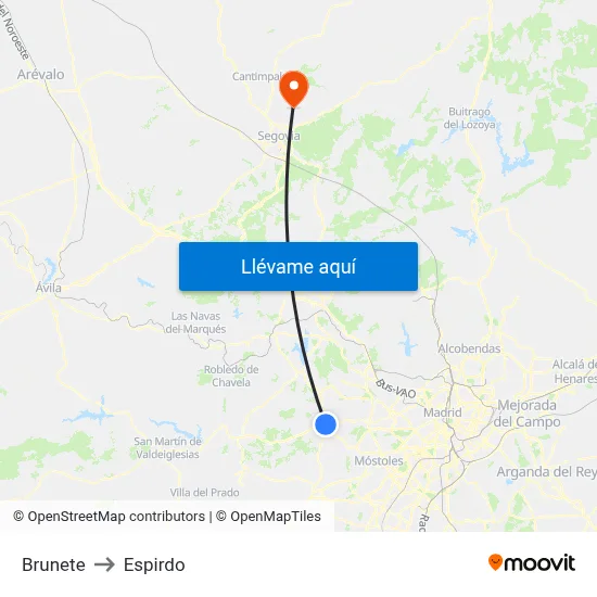 Brunete to Espirdo map