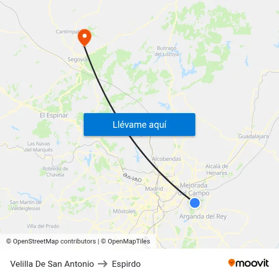 Velilla De San Antonio to Espirdo map