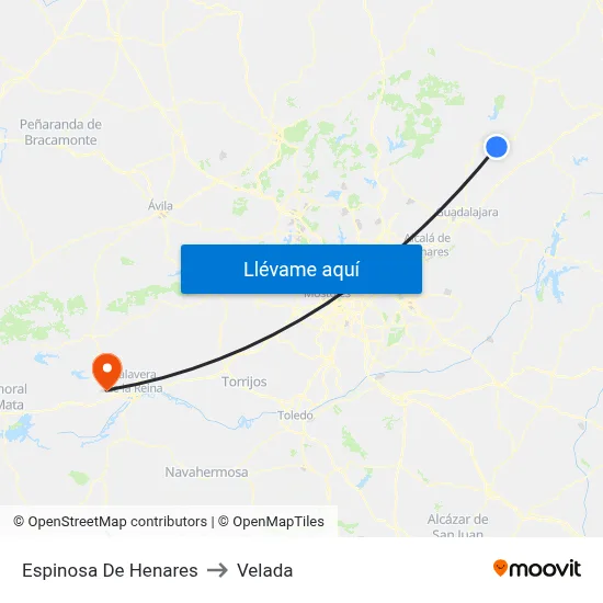Espinosa De Henares to Velada map