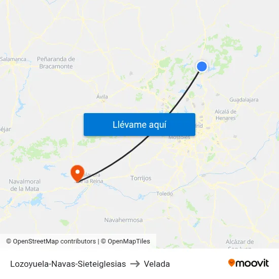 Lozoyuela-Navas-Sieteiglesias to Velada map