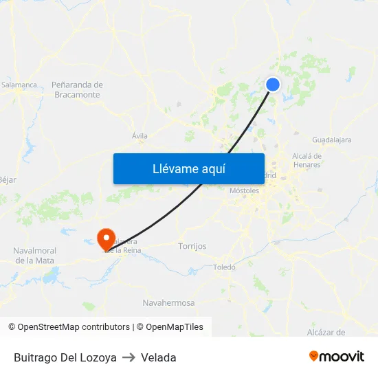 Buitrago Del Lozoya to Velada map