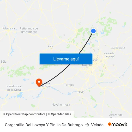 Gargantilla Del Lozoya Y Pinilla De Buitrago to Velada map
