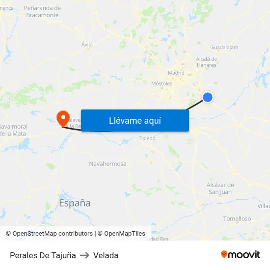 Perales De Tajuña to Velada map