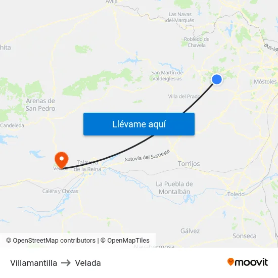 Villamantilla to Velada map