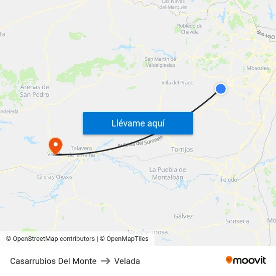 Casarrubios Del Monte to Velada map