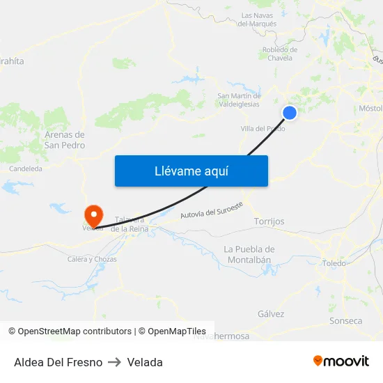 Aldea Del Fresno to Velada map