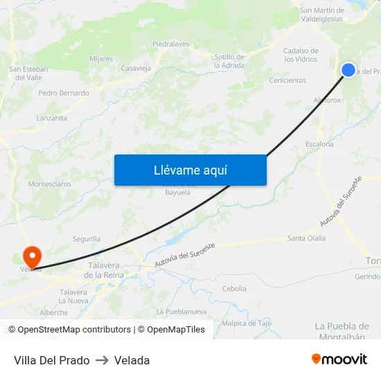Villa Del Prado to Velada map