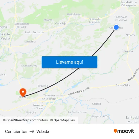 Cenicientos to Velada map
