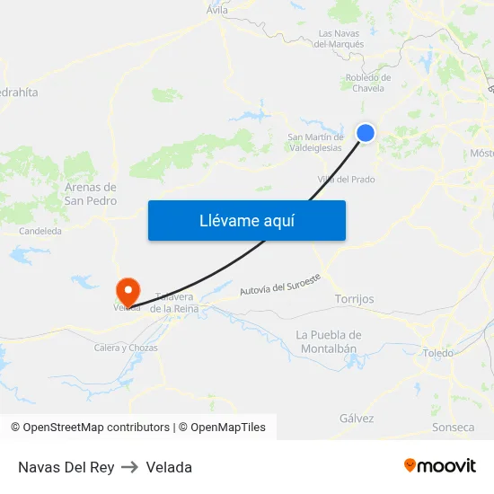 Navas Del Rey to Velada map
