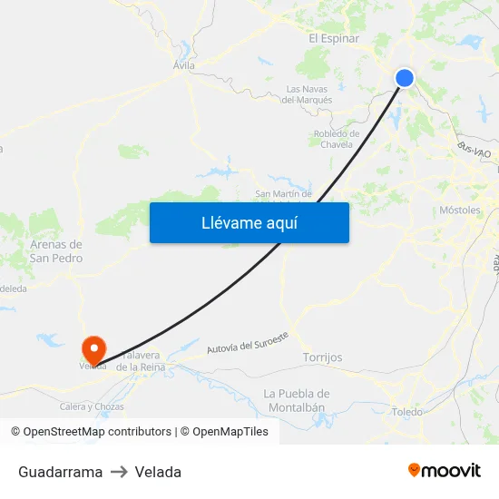 Guadarrama to Velada map