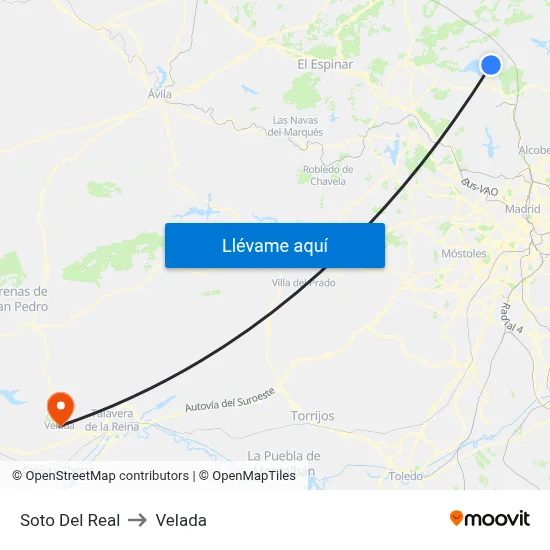 Soto Del Real to Velada map