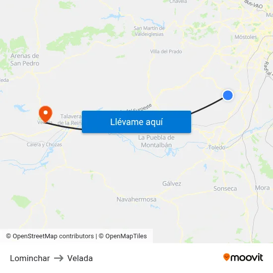 Lominchar to Velada map