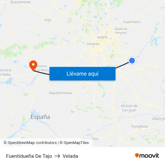 Fuentidueña De Tajo to Velada map