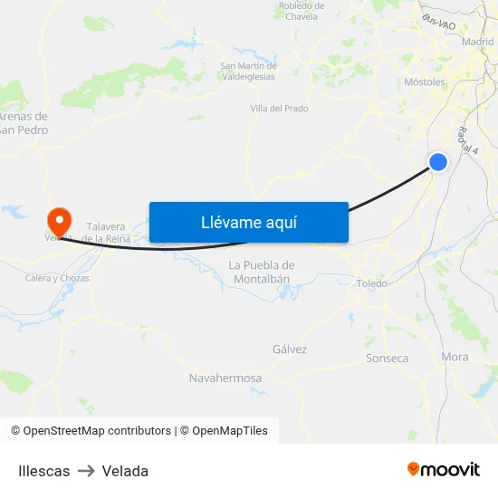 Illescas to Velada map