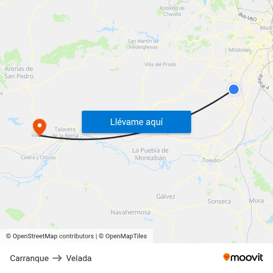 Carranque to Velada map