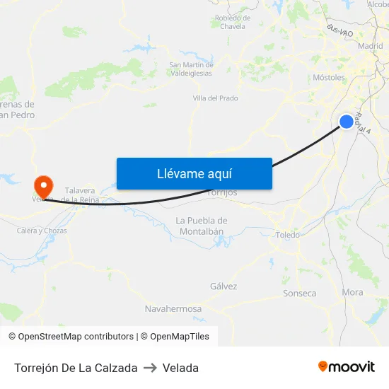 Torrejón De La Calzada to Velada map
