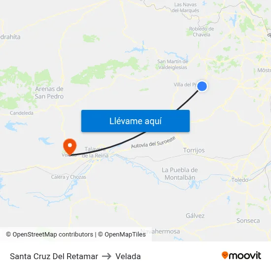 Santa Cruz Del Retamar to Velada map