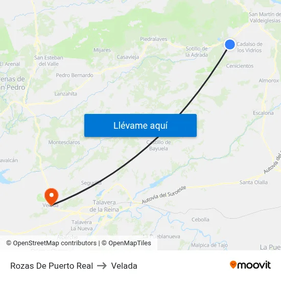 Rozas De Puerto Real to Velada map