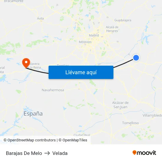 Barajas De Melo to Velada map