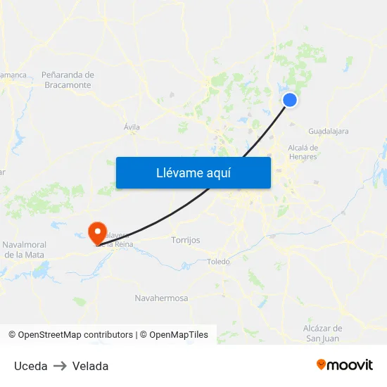 Uceda to Velada map