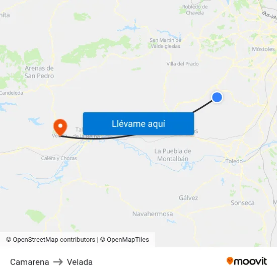Camarena to Velada map