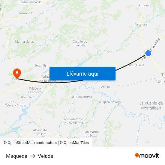 Maqueda to Velada map