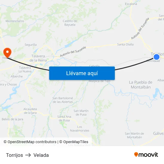 Torrijos to Velada map