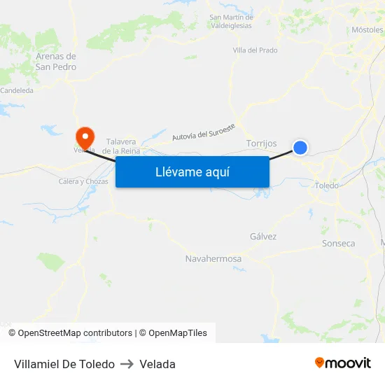 Villamiel De Toledo to Velada map