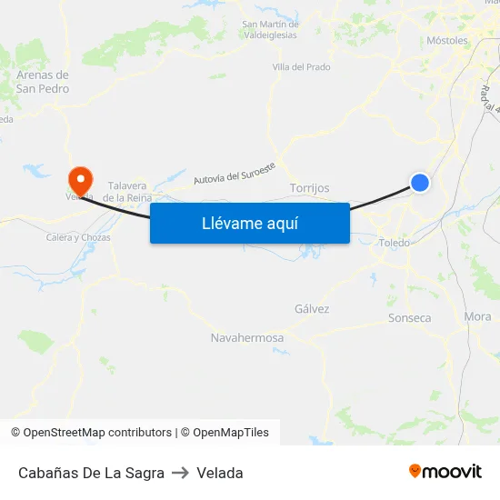 Cabañas De La Sagra to Velada map