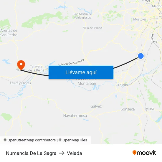 Numancia De La Sagra to Velada map
