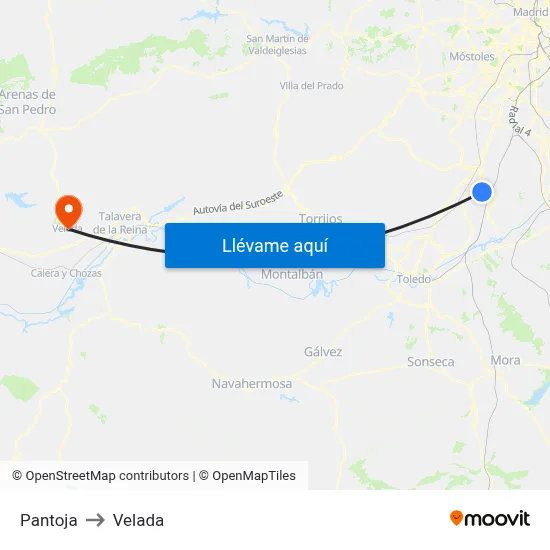 Pantoja to Velada map