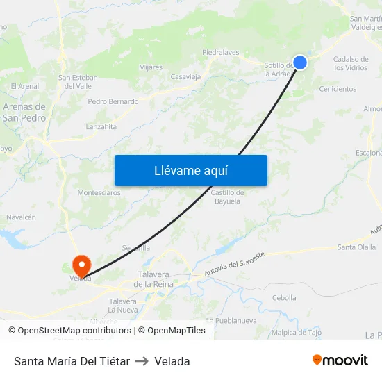 Santa María Del Tiétar to Velada map