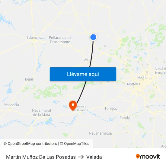 Martín Muñoz De Las Posadas to Velada map